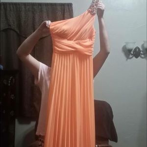 Orange prom dress! It's one strap